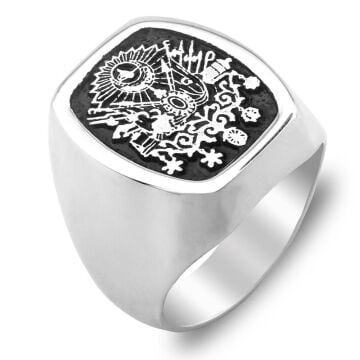 Osmanlı Devlet Armalı Gümüş Erkek Yüzük