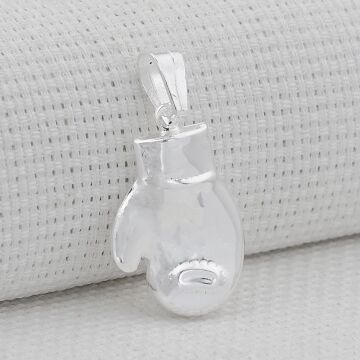 Boks Eldiveni Tasarımlı 925 Ayar Gümüş Kolye Ucu Büyük Boy