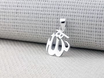 Allah Yazılı Küçük Boy Parlak 925 Ayar Gümüş Kolye Ucu