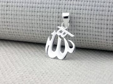 Allah Yazılı Küçük Boy Parlak 925 Ayar Gümüş Kolye Ucu