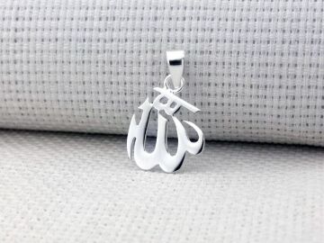 Allah Yazılı Küçük Boy Parlak 925 Ayar Gümüş Kolye Ucu