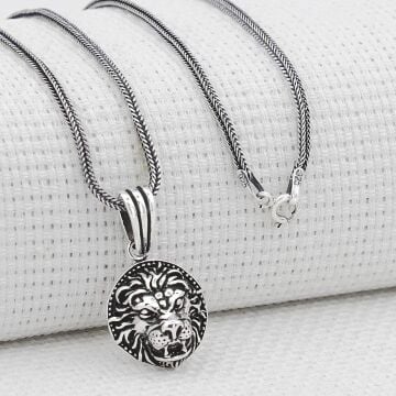 Aslan Figürlü 925 Ayar Gümüş Kolye