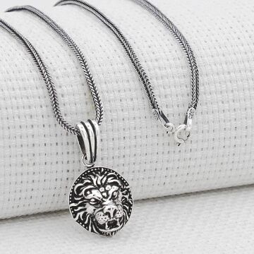 Aslan Figürlü 925 Ayar Gümüş Kolye