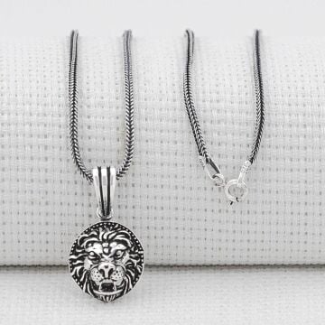 Aslan Figürlü 925 Ayar Gümüş Kolye