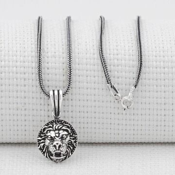 Aslan Figürlü 925 Ayar Gümüş Kolye