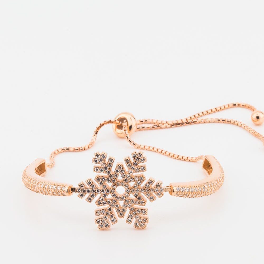 925 Ayar Gümüş Zirkon Taşlı  Kar Tanesi Bayan Bileklik