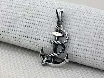 Denizci Çapası Büyük Boy 925 Ayar Gümüş Kolye Ucu
