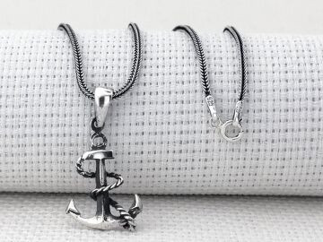 Denizci Çapası Küçük Boy 925 Ayar Gümüş Kolye