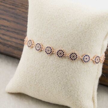 925 Ayar Gümüş Zirkon Taşlı Nazarlı Bayan  Bileklik