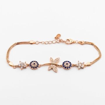 925 Ayar Gümüş Rose Nazar Boncuklu Yusufçuk Bayan Bileklik