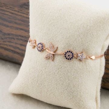 925 Ayar Gümüş Rose Nazar Boncuklu Yusufçuk Bayan Bileklik
