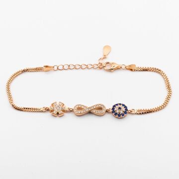 925 Ayar Gümüş Nazar Boncuklu Kar Tanesi Sonsuzluk Bileklik