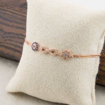 925 Ayar Gümüş Nazar Boncuklu Kar Tanesi Sonsuzluk Bileklik