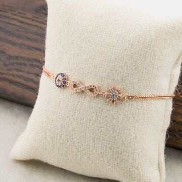 925 Ayar Gümüş Nazar Boncuklu Kar Tanesi Sonsuzluk Bileklik