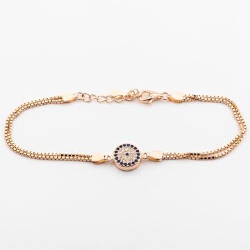 925 Ayar Gümüş Zirkon Taşlı  Nazarlı Bayan  Bileklik