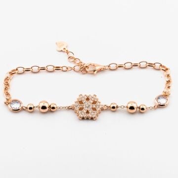 925 Ayar Gümüş Zirkon Taşlı  Kar Tanesi Bileklik