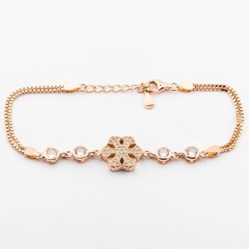 925 Ayar Gümüş Kar Tanesi Tek Taş Bileklik