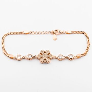 925 Ayar Gümüş Kar Tanesi Tek Taş Bileklik