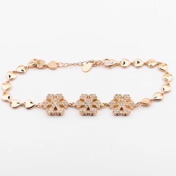 925 Ayar Gümüş  Zirkon Taşlı Kar Tanesi Bayan Bileklik