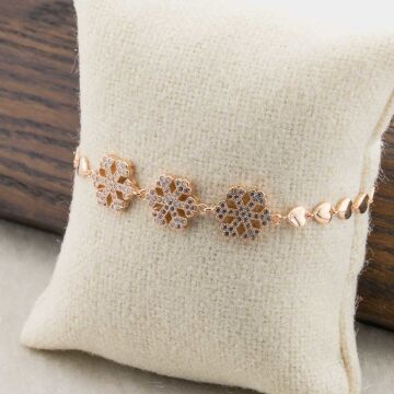 925 Ayar Gümüş  Zirkon Taşlı Kar Tanesi Bayan Bileklik