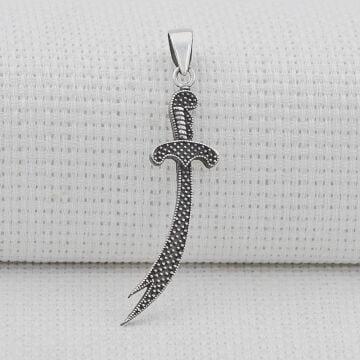 Nokta Desenli 925 Ayar Gümüş Zülfikar Kılıç Kolye Ucu