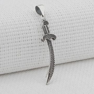 Nokta Desenli 925 Ayar Gümüş Zülfikar Kılıç Kolye Ucu