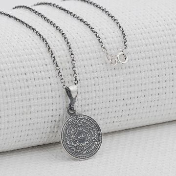 Mührü Şerif ve Kıtmir Dua Yazılı 925 Ayar Gümüş Kadın Kolye