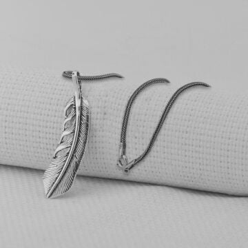 Kuş Tüyü 925 Ayar Gümüş Kolye