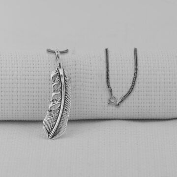 Kuş Tüyü 925 Ayar Gümüş Kolye
