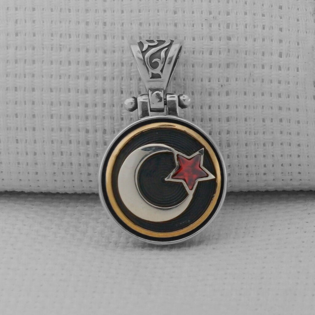 Ayyıldız Tasarımlı Ortası Dönen 925 Ayar Gümüş Kolye Ucu