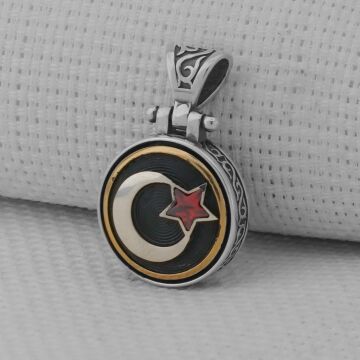 Ayyıldız Tasarımlı Ortası Dönen 925 Ayar Gümüş Kolye Ucu