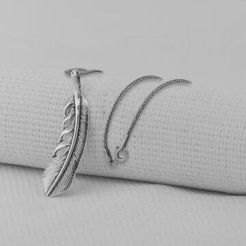 Kuş Tüyü 925 Ayar Erkek Gümüş Kolye