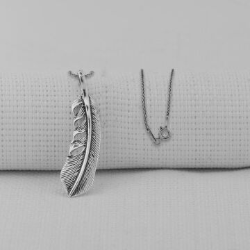 Kuş Tüyü 925 Ayar Erkek Gümüş Kolye