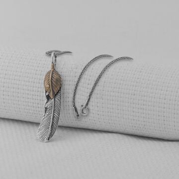 Tüy Motifli 925 Ayar Gümüş Kolye