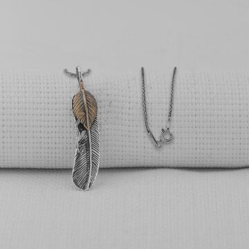 Tüy Motifli 925 Ayar Gümüş Kolye