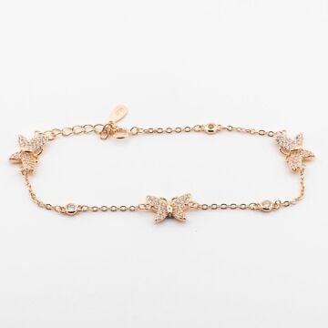 925 Ayar Gümüş Zirkon Taşlı  Kelebek Bayan  Bileklik