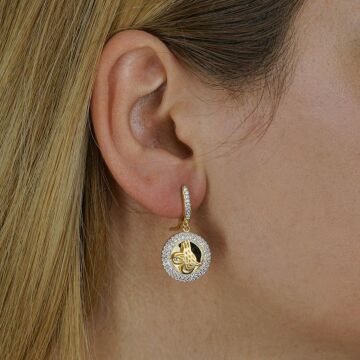 Altın Kaplama 925 Ayar Gümüş Zirkon Taşlı Osmanlı Tuğrası Bayan Set