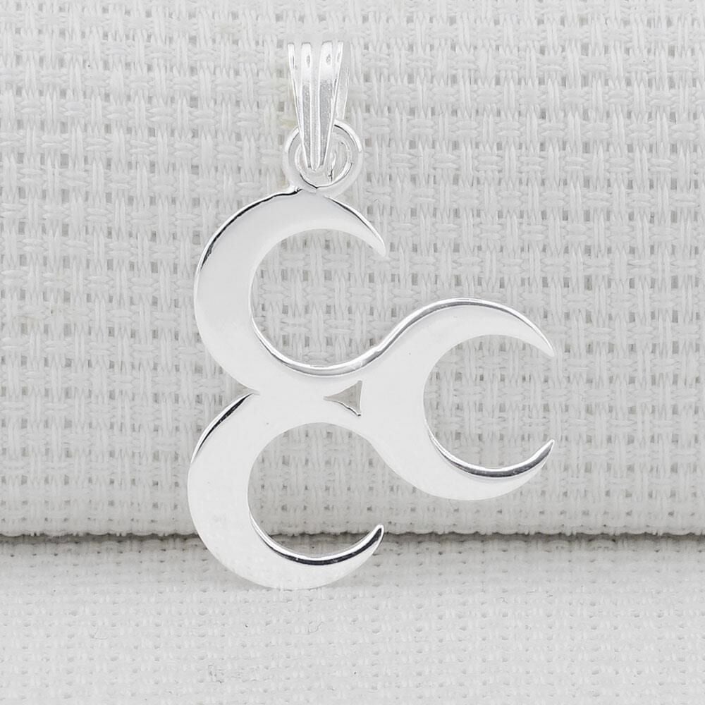 Üç Hilal Tasarımlı Parlak 925 Ayar Gümüş Kolye Ucu