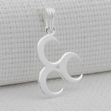 Üç Hilal Tasarımlı Parlak 925 Ayar Gümüş Kolye Ucu