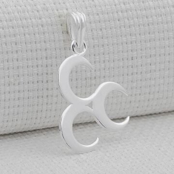 Üç Hilal Tasarımlı Parlak 925 Ayar Gümüş Kolye Ucu