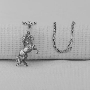 Dört Nala Giden Üç Boyutlu 925 Ayar Gümüş Kolye