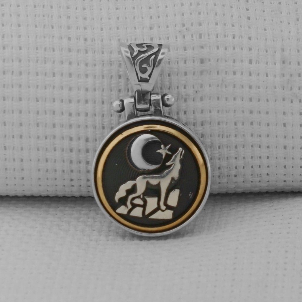 Uluyan Kurt Ayyıldız Tasarımlı Ortası Dönen 925 Ayar Gümüş Kolye Ucu