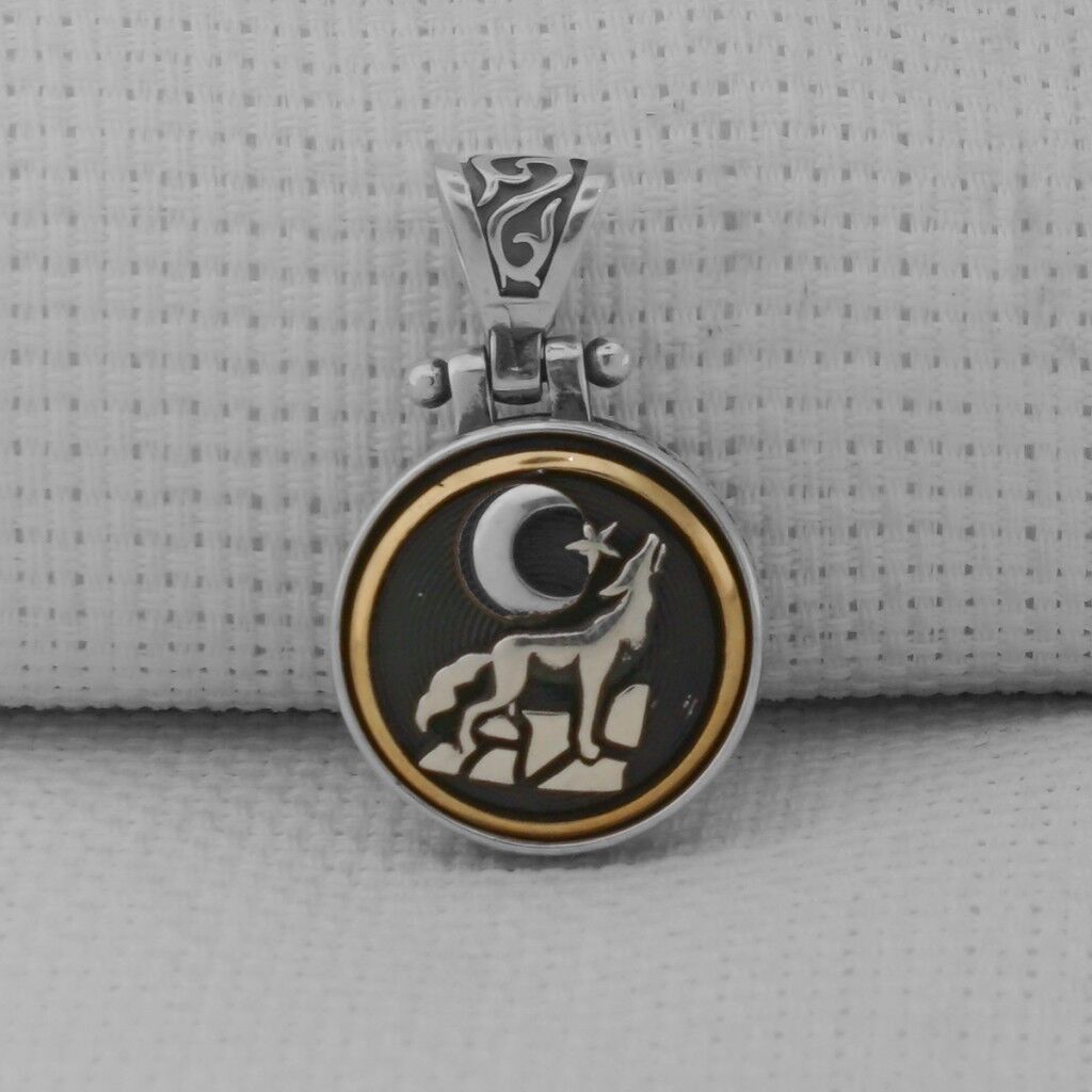 Uluyan Kurt Ayyıldız Tasarımlı Ortası Dönen 925 Ayar Gümüş Kolye Ucu