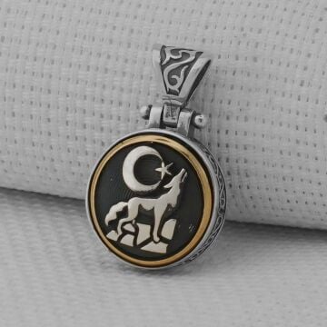 Uluyan Kurt Ayyıldız Tasarımlı Ortası Dönen 925 Ayar Gümüş Kolye Ucu