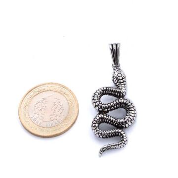 Yılan Figürlü 925 Ayar Gümüş Kolye