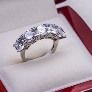 925 Ayar Gümüş Beştaş Bayan Yüzük Model 18