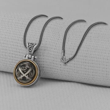 Ali Yazılı Zülfikar Tasarımlı Ortası Dönen 925 Ayar Gümüş Kolye