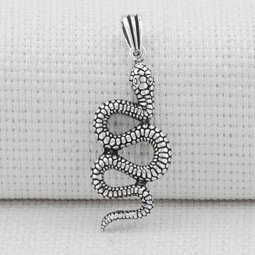 Yılan Figürlü 925 Ayar Gümüş Kolye Ucu