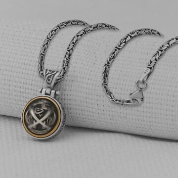 Ali Yazılı Zülfikar Kılıç Tasarımlı Ortası Dönen Kral Zincirli 925 Ayar Gümüş Kolye