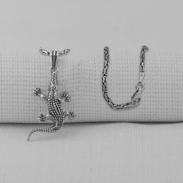 Timsah 925 Ayar Gümüş Kolye